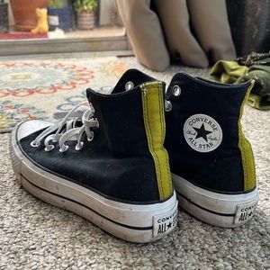Platform Chuck Taylor Converse with Chartreuse Stripe Accent
